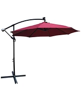 Streamdale Furniture 10ft Led Solar Patio Umbrella with Crank and Cross Base