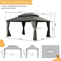 10' X 14' Hardtop Gazebo, Aluminum Metal Gazebo