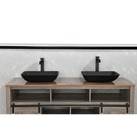 Streamdale Furniture 13" Matte Black Vessel Sink Set with Faucet & Drain