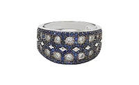 Suzy Levian New York Sterling Silver Cubic Zirconia Blue & White Mosaic Ring