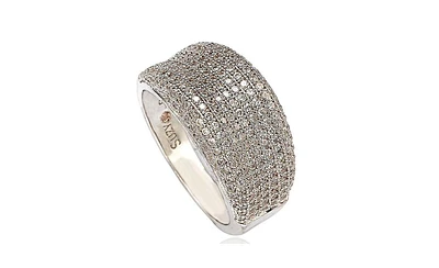 Suzy Levian New York Sterling Silver Cubic Zirconia Pave Curved Band Ring