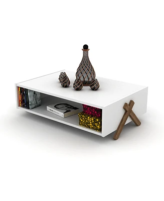 Simplie Fun Kipp Coffee Table with Interior Shelving