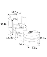 Simplie Fun 30.7" Wide Accent Chair With Ottoman Armchair Upholstered Reading Chair Single Sofa