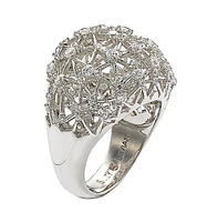 Suzy Levian New York Sterling Silver Cubic Zirconia Double Layer Open Web Ring