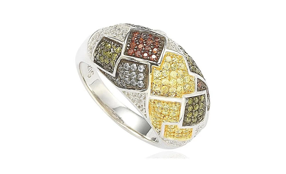 Suzy Levian New York Sterling Silver Cubic Zirconia Patched Exotic Ring