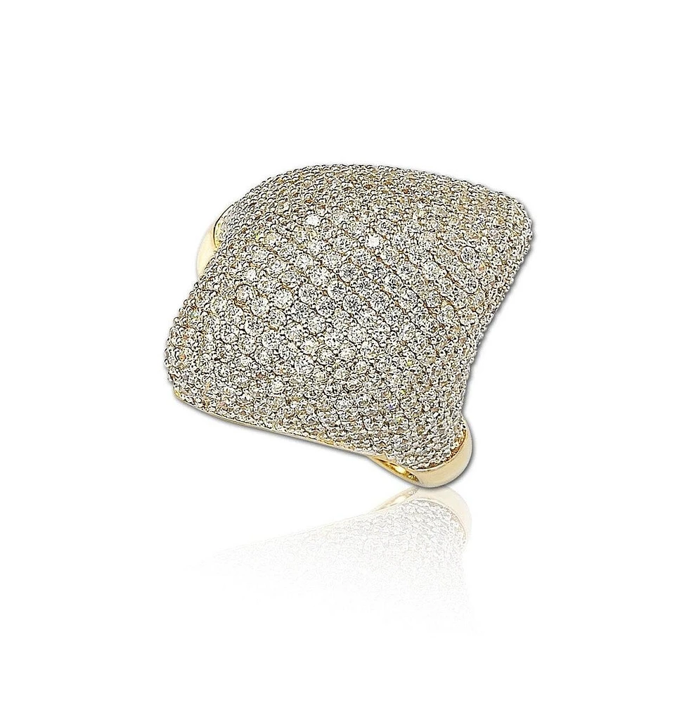 Suzy Levian New York Sterling Silver Cubic Zirconia Pave Diagonal Puff Ring