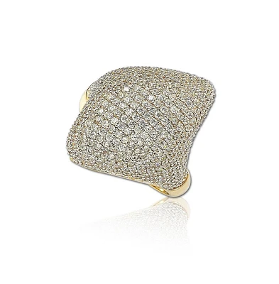 Suzy Levian Sterling Silver Cubic Zirconia Pave Diagonal Puff Ring