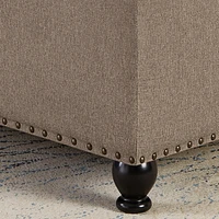 Linen Upholstered Storage Ottoman/coffee table with Wooden Legs
