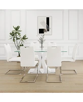 Streamdale Furniture Elegant Dining Set with Glass Top and Lacquered Legs (SKUW210127280)
