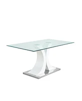 Simplie Fun Elegant Dining Set with Glass Top and Lacquered Legs (SKUW210127280)