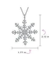 Bling Jewelry Cubic Zirconia Cz Holiday Party Winter Christmas Large Snowflake Pendant Necklace For Women Sterling Silver