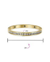 Bling Jewelry Channel Set White Cubic Zirconia Cz Stackable Bangle Bracelet For Women Prom s Gold Plated Stainless Steel - Gold