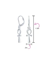 Bling Jewelry Christian Religious Symbol of Life Egyptian Ankh Cross Drop Dangle Lever back Earrings Sterling Silver