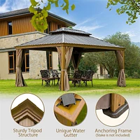 Outdoor Hardtop Gazebo with Curtains & Netting
