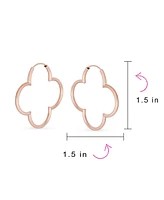 Bling Jewelry Simple Clover Flower Shaped Thin Tube Endless Hoop Earrings Sterling Silver 1.5 In Diameter
