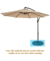 Gymax 10 ft Patio Cantilever Offset Umbrella Yard Garden Outdoor w/ 8 Ribs Beige