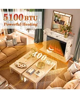 Costway 34''Electric Fireplace Insert Heater Log Flame Effect w/ Remote Control