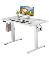 Electric Height Adjustable Standing Desk, Sit To Stand Ergonomic Computer Desk, White, 40" X 24"