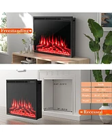 Costway 34''Electric Fireplace Insert Heater Log Flame Effect w/ Remote Control