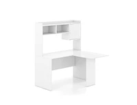 Slickblue L-Shaped Desk Corner Computer Desk with Open Storage Hutch and Cabinet-White