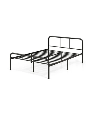 Slickblue Full Bed Frame with Headboard and Footboard No Box Spring Needed-Black