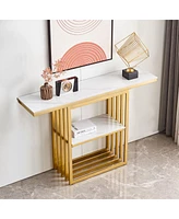 Streamdale Furniture Metal Frame Console Table for Home & Office (Gold)