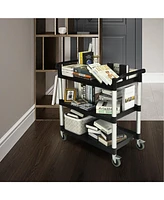 Slickblue 3-Tier Utility Service Cart with Lockable Wheels and Double Handles
