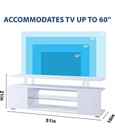 White Tv Stand with Large Drawer & Side Cabinet for 70" Tv