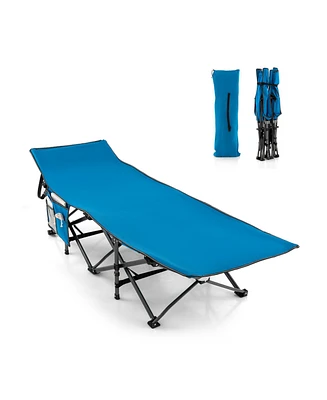 Slickblue 28.5 Inch Extra Wide Sleeping Cot for Adults with Carry Bag-Blue