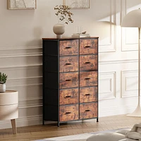 Dresser For Bedroom Storage Drawers, Fabric Storage Tower With 12 Drawers Sturdy Metal Frame