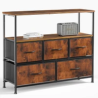 Dresser For Bedroom, Chest Of Drawers, 5 Drawer Dresser, Closet Fabric Dresser With Metal Frame