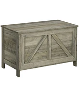 Simplie Fun Farmhouse Storage Chest with Safety Hinge, Gray