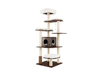 Slickblue 7-Layer Wooden Cat Tree Tall Tower with Sisal Posts and Condo