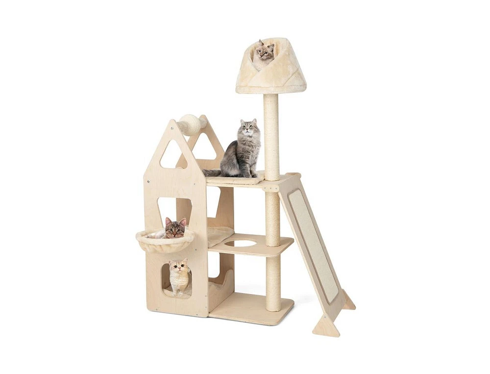 Slickblue Multi-Level Cat Tree with Sisal Scratching Post-Beige