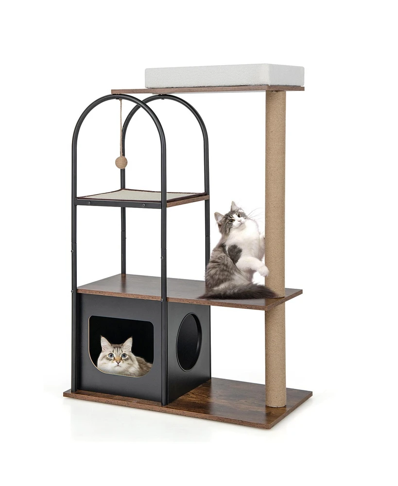 Slickblue 47 Inch Tall Cat Tree Tower Top Perch Bed with Metal Frame