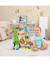 Slickblue Toddler Push Walker Activity Center Toy with Burr-free Handle