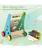 Slickblue Toddler Push Walker Activity Center Toy with Burr-free Handle