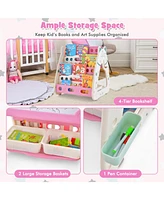 Slickblue 3-In-1 Double Sided Magnetic Dry-Erase Board with Stool and Flipped Writing Desktop