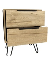 Simplie Fun Nightstand Skyoner 2, Harpin Legs, Two Drawers, Light Oak Finish