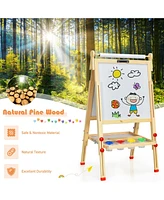 Slickblue Kids Art Easel with Paper Roll Double-Sided Regulable Drawing Easel Plank