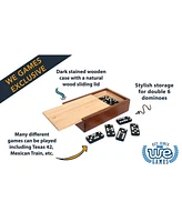 We Games Double 6 Black Dominoes Game Set in Wooden Case