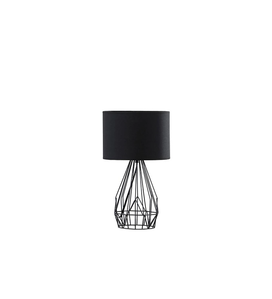 Simplie Fun 17.5" In Industrial Farm Metal Cage Black Table Lamp