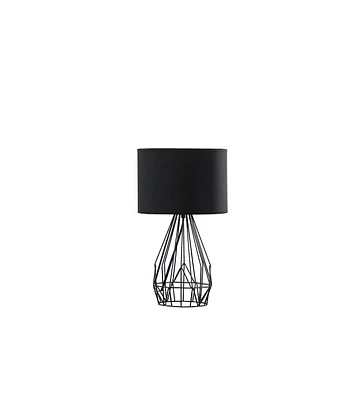 Simplie Fun 17.5" In Industrial Farm Metal Cage Black Table Lamp