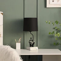 Streamdale Furniture 20.5" In Modern Reader Black Sitting A Gray Stack Of Books Polyresin Table Lamp