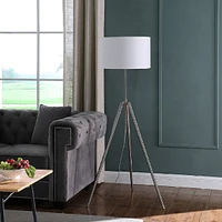 Streamdale Furniture 64" - 47" In Mid-Century Adjustable Tripod Chrome/Silver Metal Floor Lamp