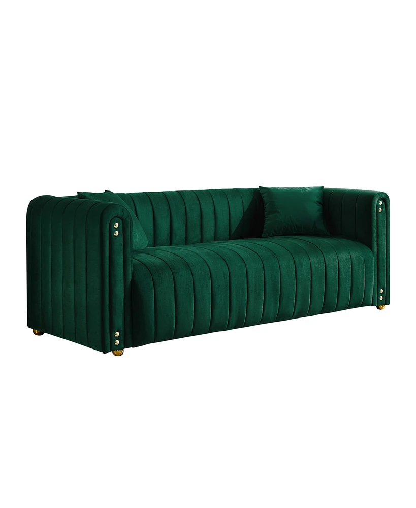 Simplie Fun Plush Velvet Vertical Tufted Sofa for Modern Living Rooms