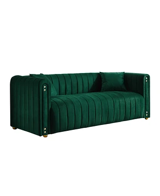 Simplie Fun Plush Velvet Vertical Tufted Sofa for Modern Living Rooms