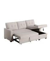 Streamdale Furniture Upholstered Pull Out Sectional Sofa With Chaise