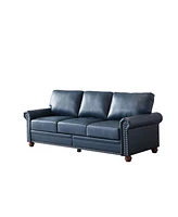 Streamdale Furniture Classic Living Room Nails Sofa Navy Blue Faux Leather