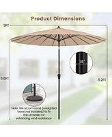 9 Ft Patio Round Market Umbrella with Push Button Tilt, Crank Handle